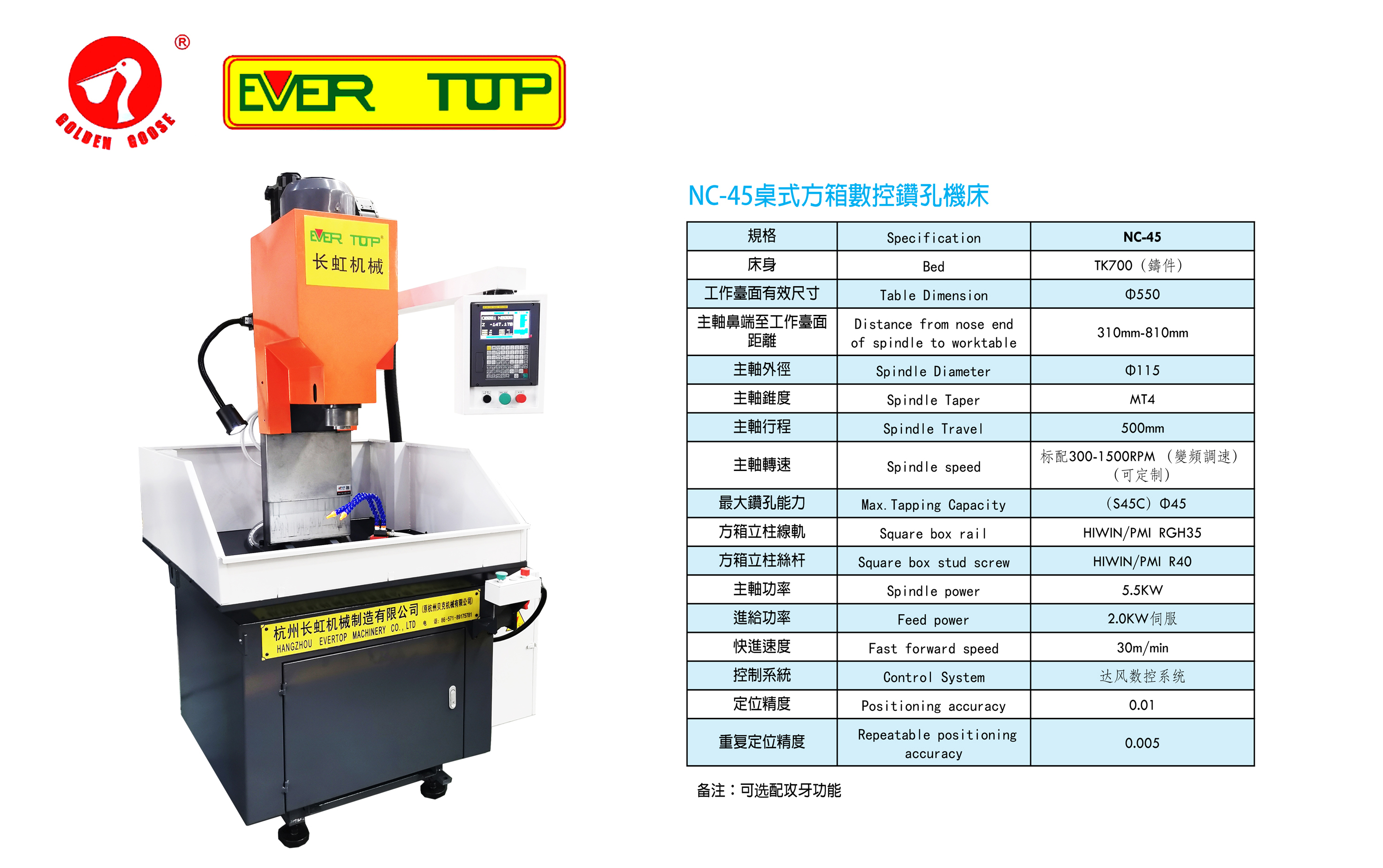 NC-45 伺服桌式钻孔机床(图1)